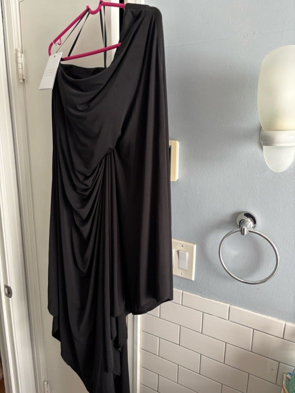 Mac Duggal Black Draped High-Low Skirt